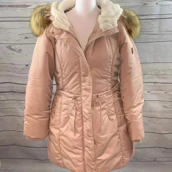 🆕Jessica Simpson Blush Sherpa-Trim Anorak Long Jacket L🆕 - Picture 5 of 16